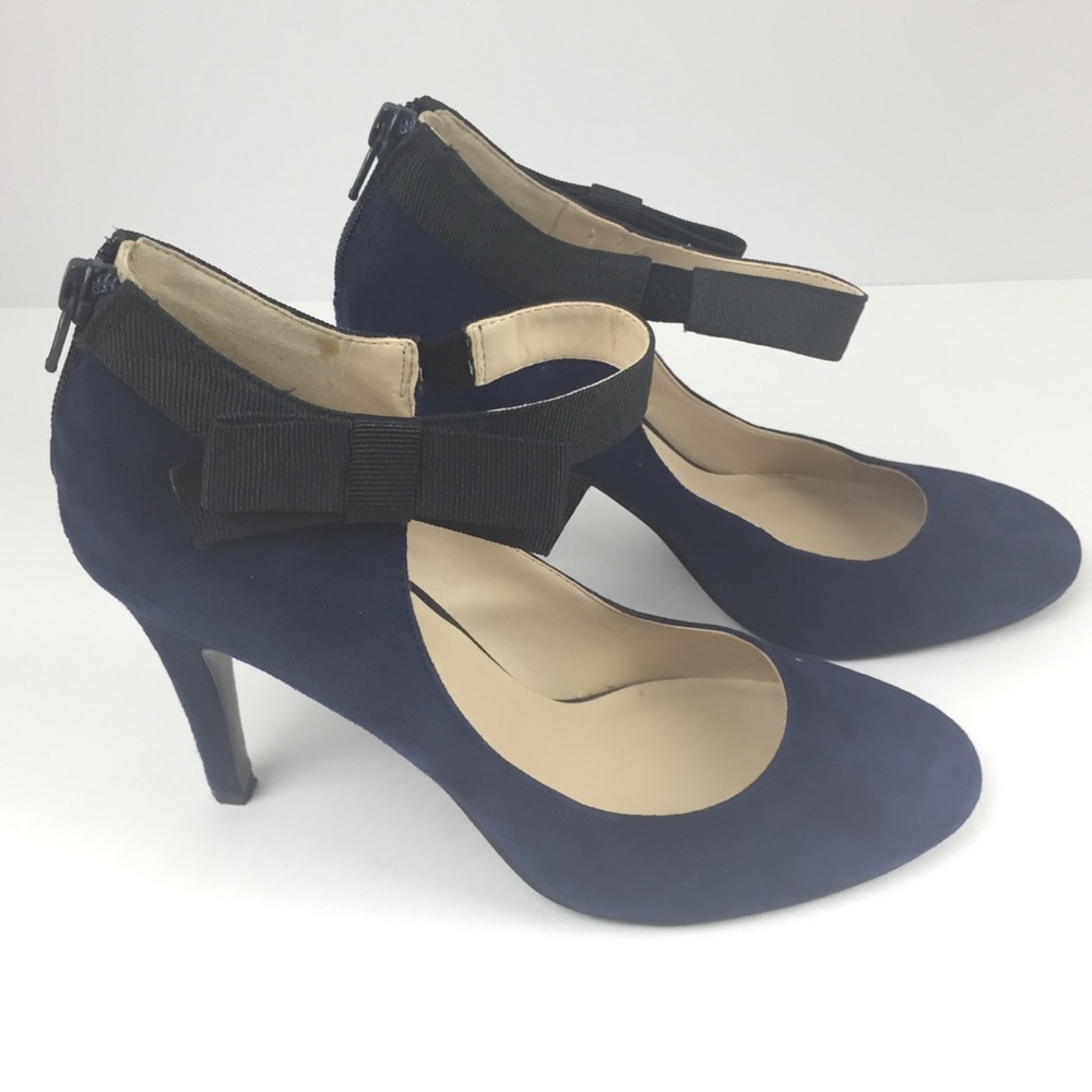 Nine West Navy Blue Suede Heels Size 8